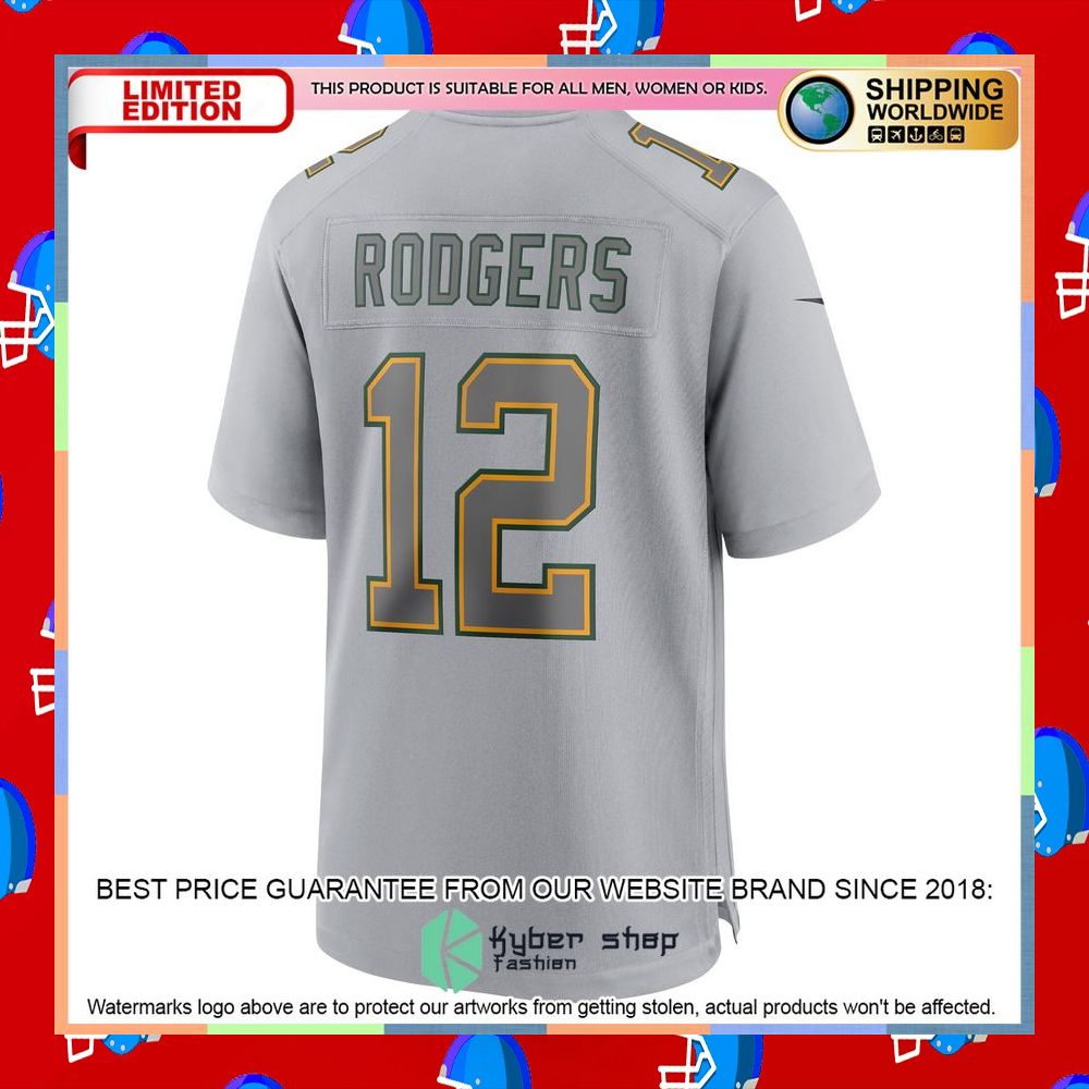 Aaron Rodgers Green Bay Packers Atmosphere Fashion Gray Football Jersey 7 Aaron Rodgers Green Bay Packers Atmosphere Fashion Gray Football Jersey word3