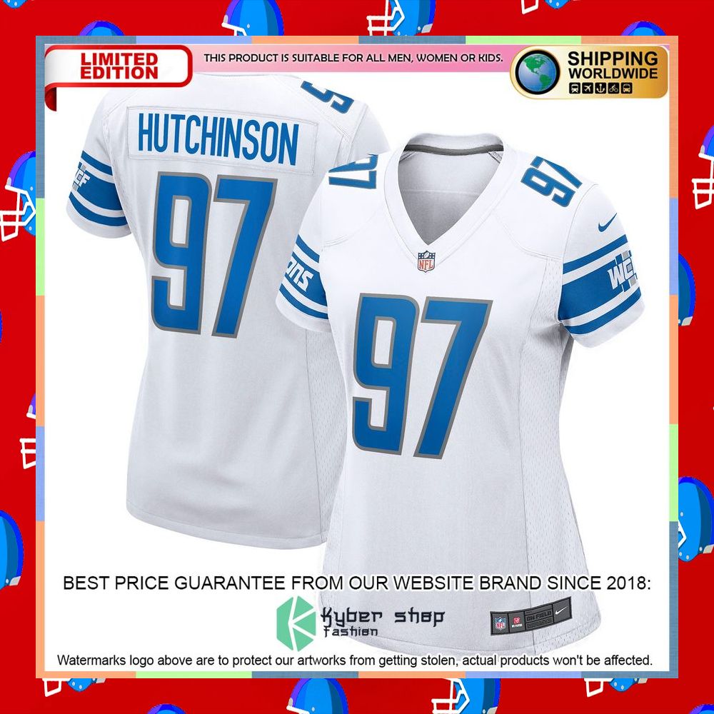 Aidan Hutchinson Detroit Lions Women's 2022 NFL Draft First Round Pick Blue Football Jersey 34 Aidan Hutchinson Detroit Lions Women's 2022 NFL Draft First Round Pick Blue Football Jersey word3