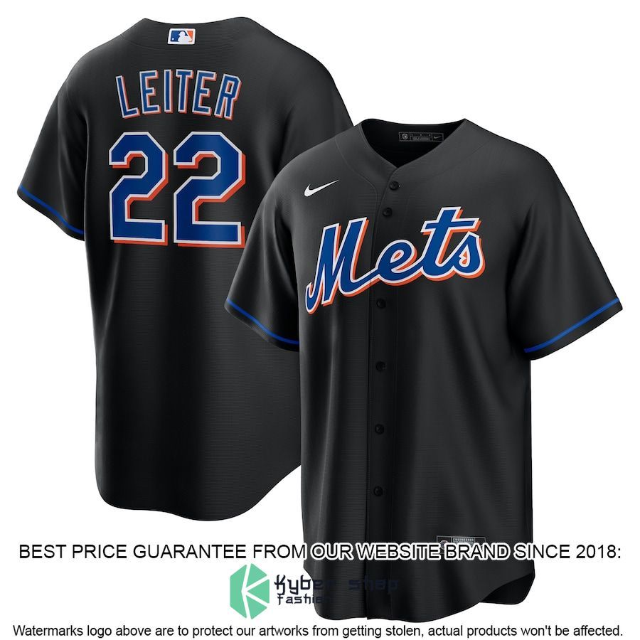 Al Leiter New York Mets 2022 Alternate Player Black Baseball Jersey
