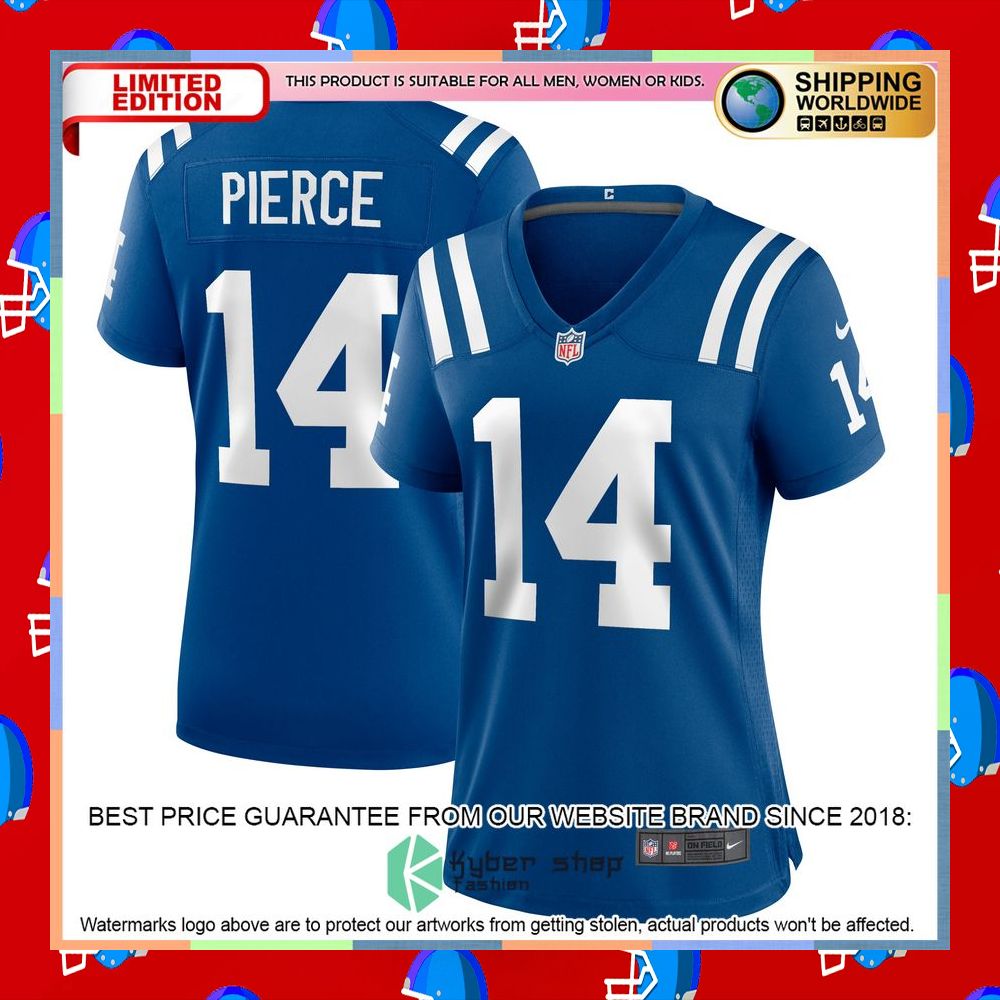 Alec Pierce Indianapolis Colts Women's Royal Football Jersey 8 Alec Pierce Indianapolis Colts Women's Royal Football Jersey word2