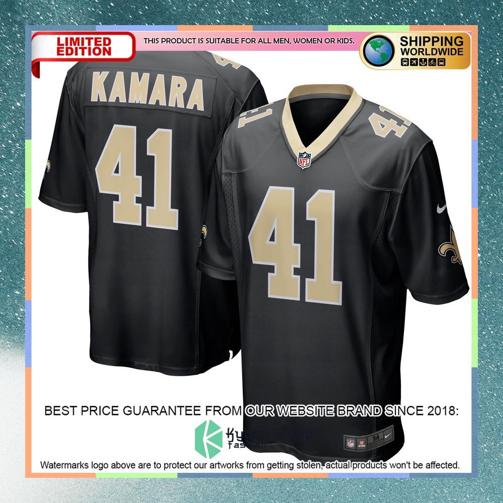 Alvin Kamara New Orleans Saints Black Football Jersey 5 Alvin Kamara New Orleans Saints Black Football Jersey word1