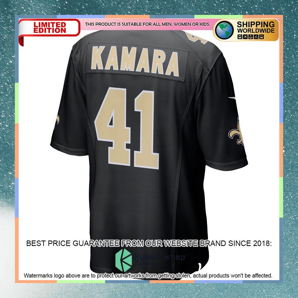 Alvin Kamara New Orleans Saints Black Football Jersey 7 Alvin Kamara New Orleans Saints Black Football Jersey word1