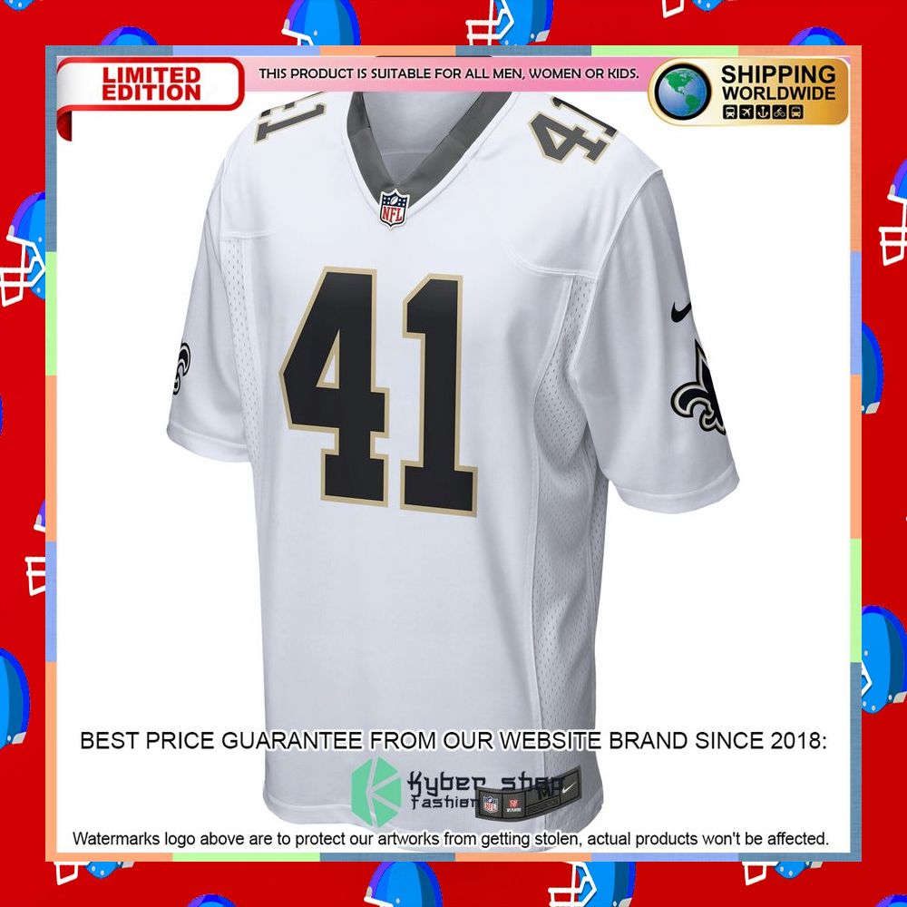 Alvin Kamara New Orleans Saints White Football Jersey 6 Alvin Kamara New Orleans Saints White Football Jersey word3
