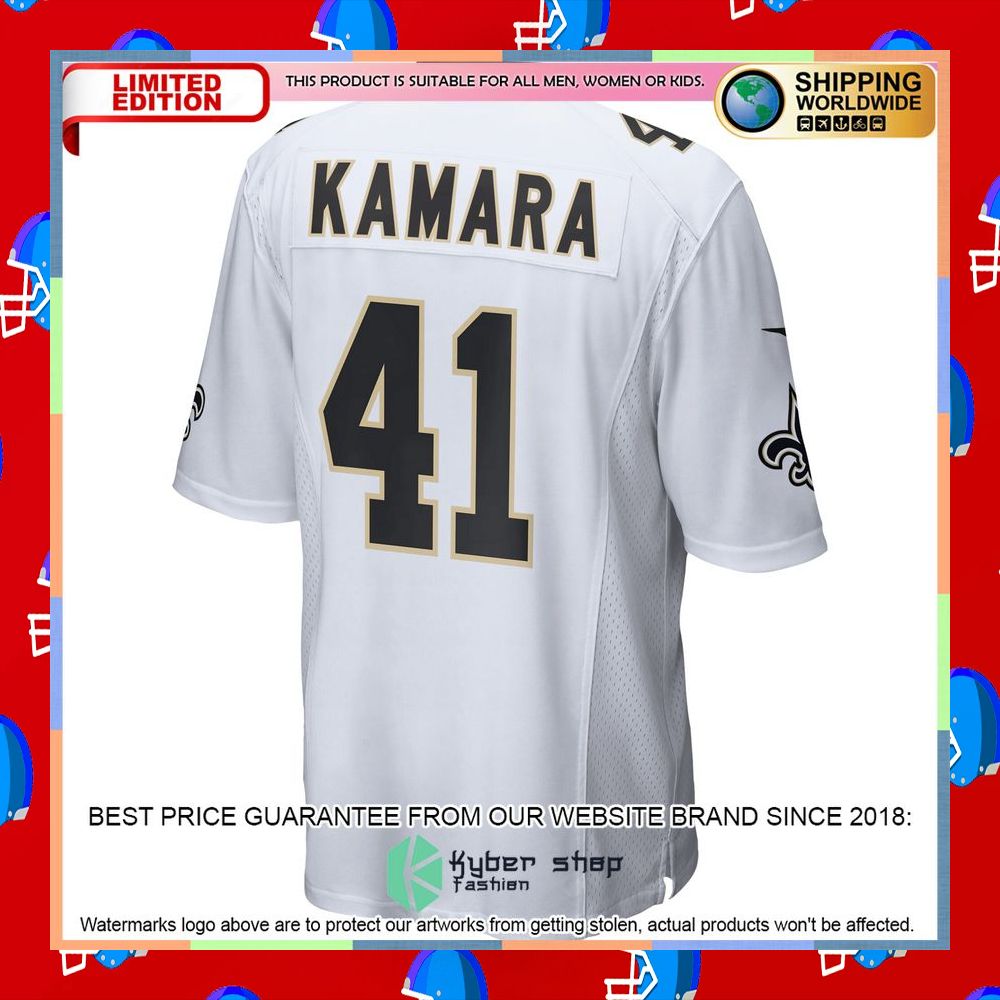 Alvin Kamara New Orleans Saints White Football Jersey 7 Alvin Kamara New Orleans Saints White Football Jersey word3