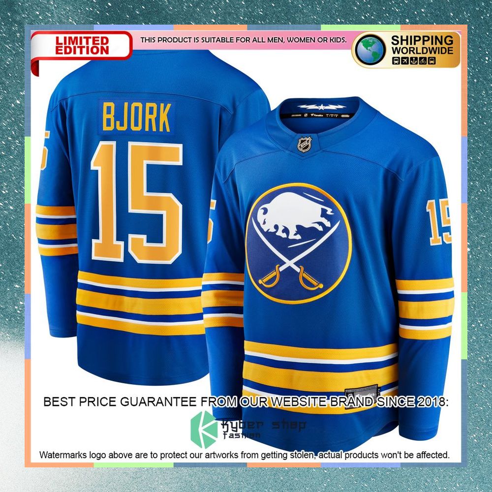 Anders Bjork Buffalo Sabres Team Royal Hockey Jersey 5 Anders Bjork Buffalo Sabres Team Royal Hockey Jersey word3