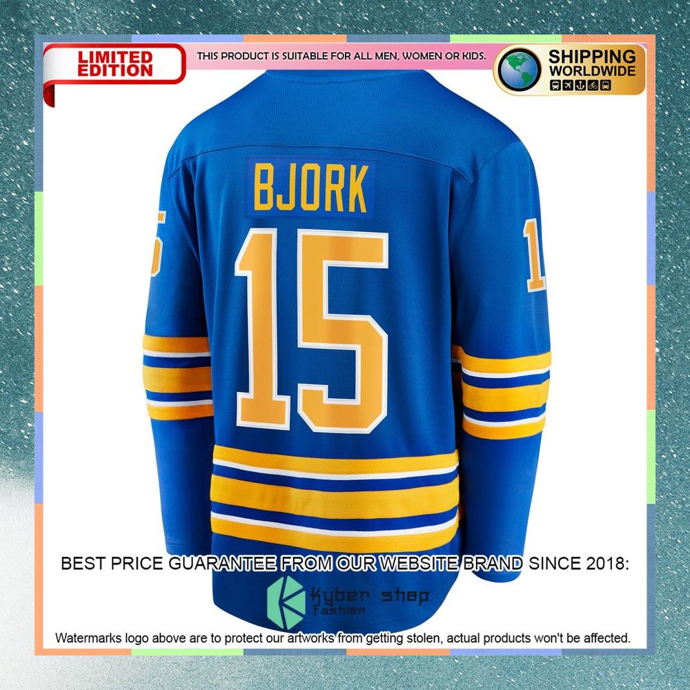 Anders Bjork Buffalo Sabres Team Royal Hockey Jersey 7 Anders Bjork Buffalo Sabres Team Royal Hockey Jersey word3
