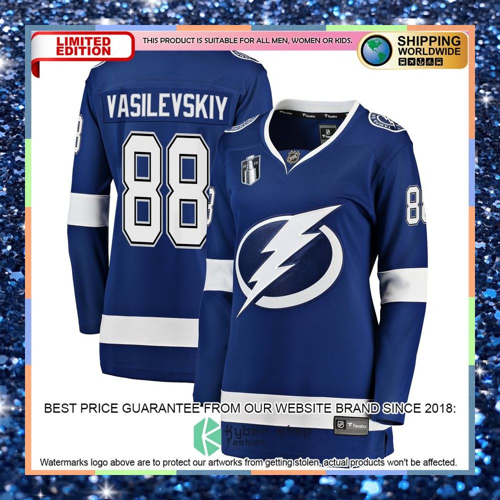 Andrei Vasilevskiy Tampa Bay Lightning Women's Home 2022 Stanley Cup Final Blue Hockey Jersey 8 Andrei Vasilevskiy Tampa Bay Lightning Women's Home 2022 Stanley Cup Final Blue Hockey Jersey word3