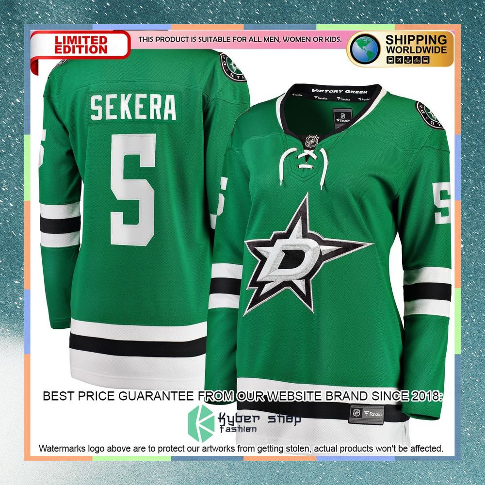 Andrej Sekera Dallas Stars Women's Kelly Green Hockey Jersey 5 Andrej Sekera Dallas Stars Women's Kelly Green Hockey Jersey word2