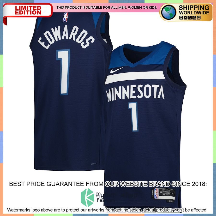 Anthony Edwards Minnesota Timberwolves Nike 2022-23 Navy Basketball Jersey