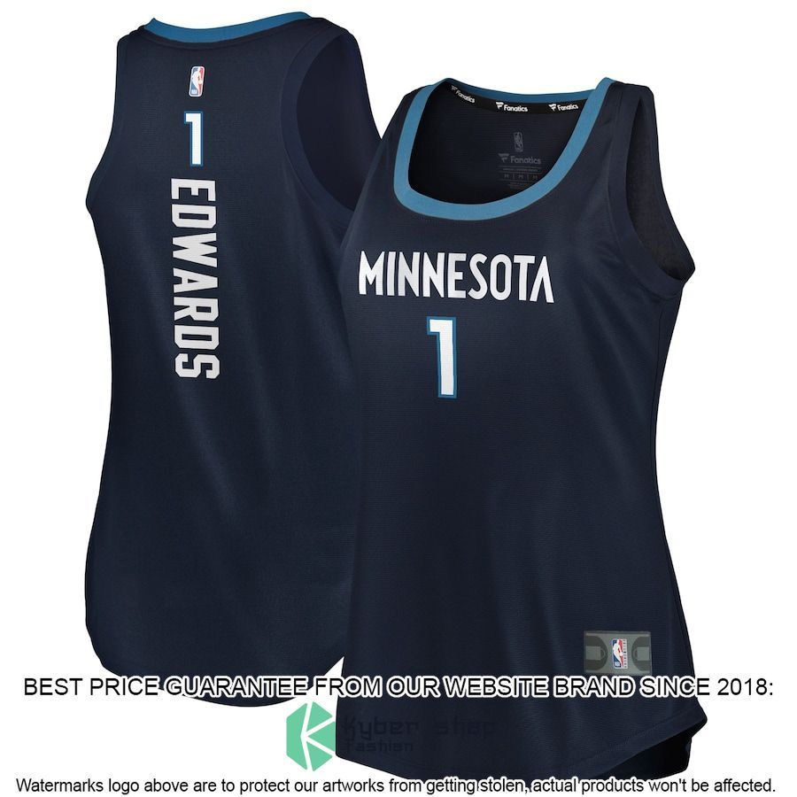 Anthony Edwards Minnesota Timberwolves Women's 2021-22 Tank Navy Basketball Jersey