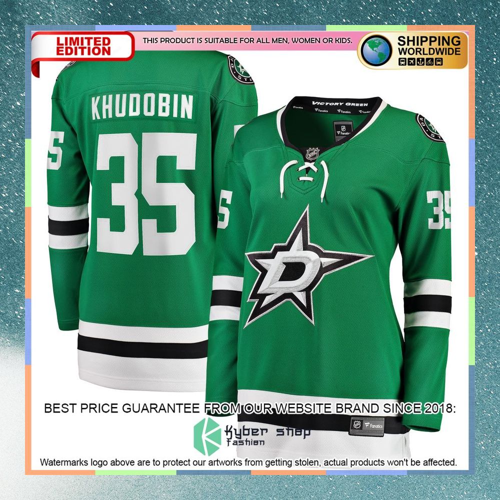 Anton Khudobin Dallas Stars Women's Kelly Green Hockey Jersey 8 Anton Khudobin Dallas Stars Women's Kelly Green Hockey Jersey word2