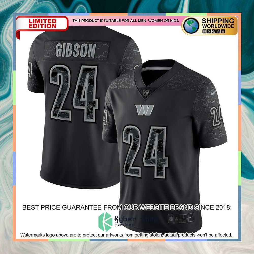Antonio Gibson Washington Commanders RFLCTV Black Football Jersey 8 Antonio Gibson Washington Commanders RFLCTV Black Football Jersey word2