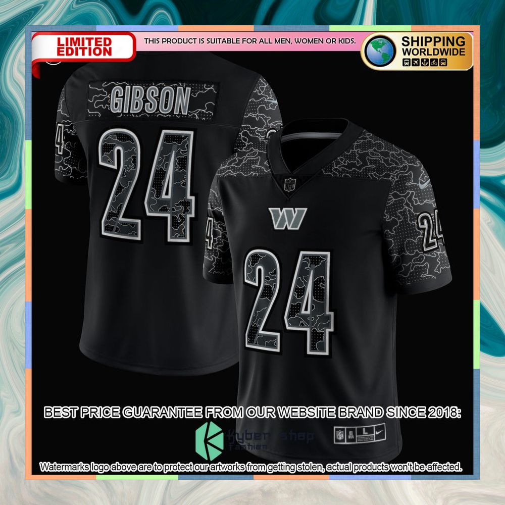 Antonio Gibson Washington Commanders RFLCTV Black Football Jersey 9 Antonio Gibson Washington Commanders RFLCTV Black Football Jersey word2