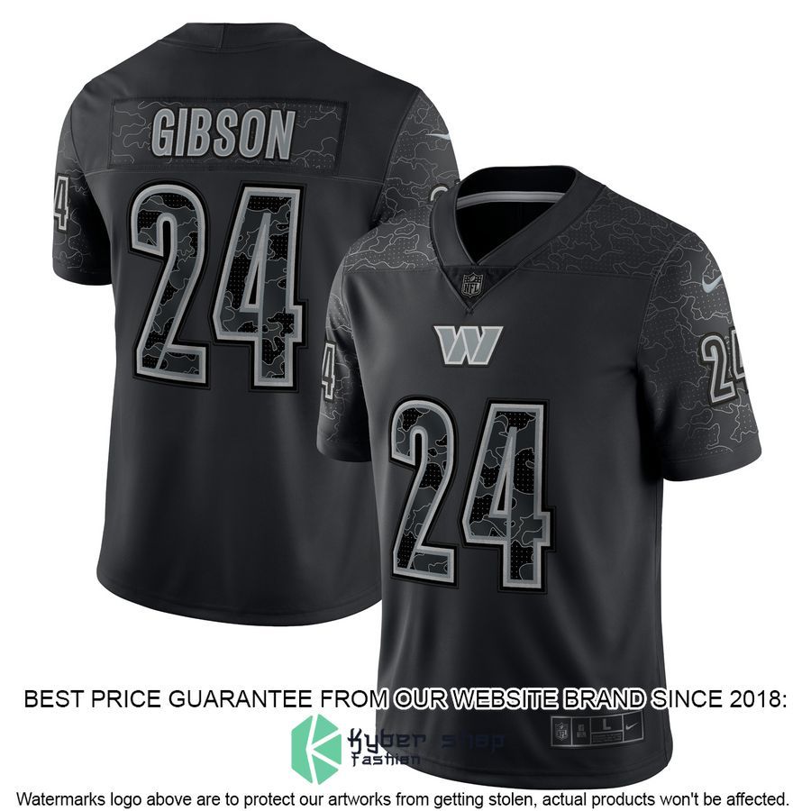 Antonio Gibson Washington Commanders RFLCTV Black Football Jersey 7 Antonio Gibson Washington Commanders RFLCTV Black Football Jersey word2