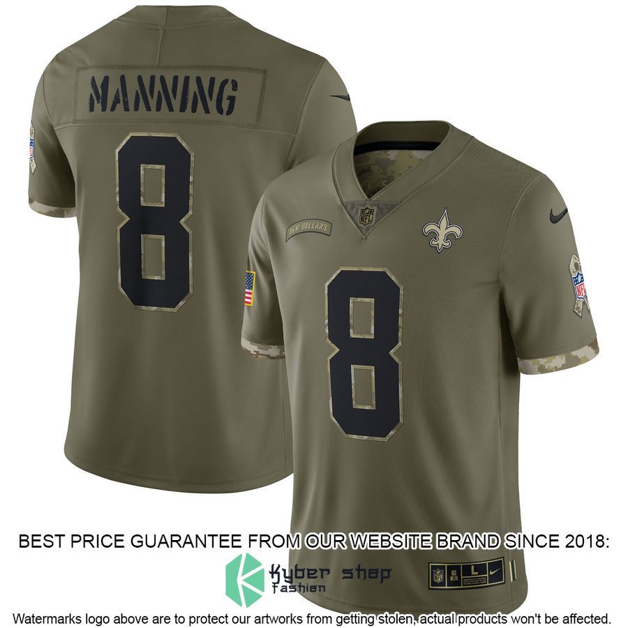 Archie Manning New Orleans Saints 2022 Salute To Service Retired Olive Football Jersey