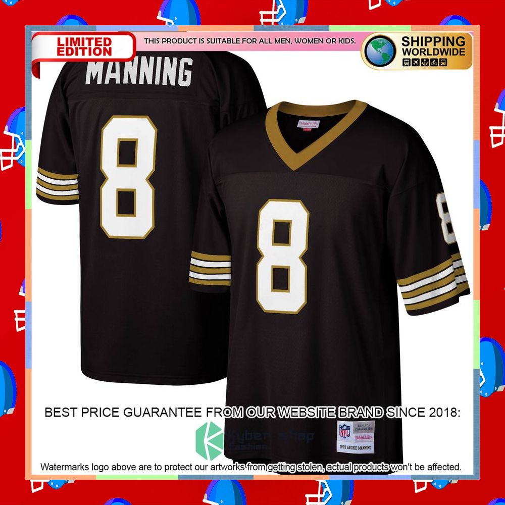 Archie Manning New Orleans Saints Mitchell & Ness Legacy Replica Black Football Jersey 5 Archie Manning New Orleans Saints Mitchell & Ness Legacy Replica Black Football Jersey word2