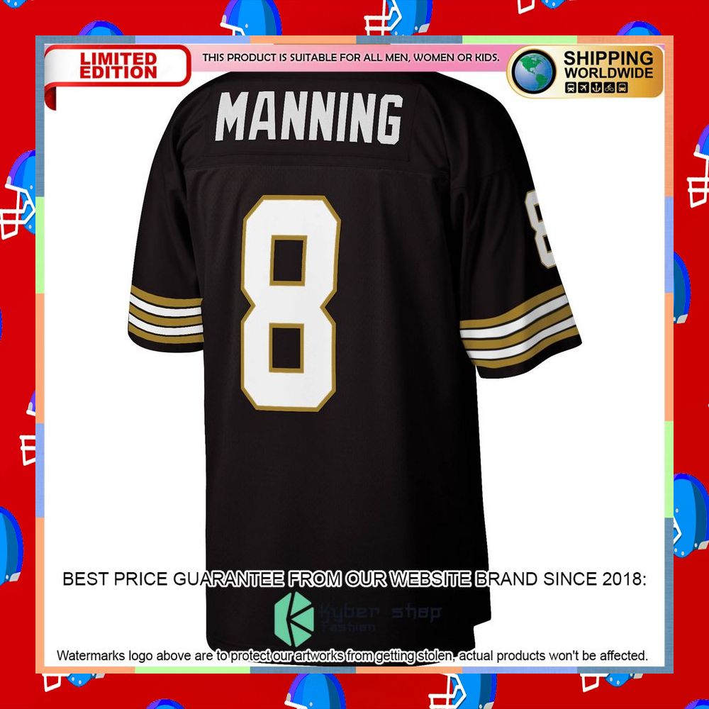 Archie Manning New Orleans Saints Mitchell & Ness Legacy Replica Black Football Jersey 7 Archie Manning New Orleans Saints Mitchell & Ness Legacy Replica Black Football Jersey word2