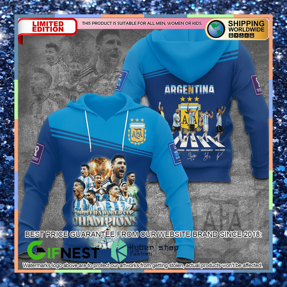 Argentina 2022 3 Stars AFA Abbey Road Champions World Cup 3D Hoodie, T-shirt 4 Argentina 2022 3 Stars AFA Abbey Road Champions World Cup 3D Hoodie, T-shirt word2