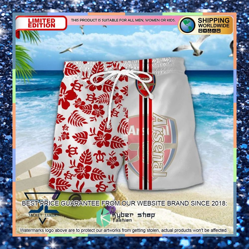 Arsenal F.C. Flowers Hawaiian Shirt, Shorts 4 Arsenal F.C. Flowers Hawaiian Shirt, Shorts word3