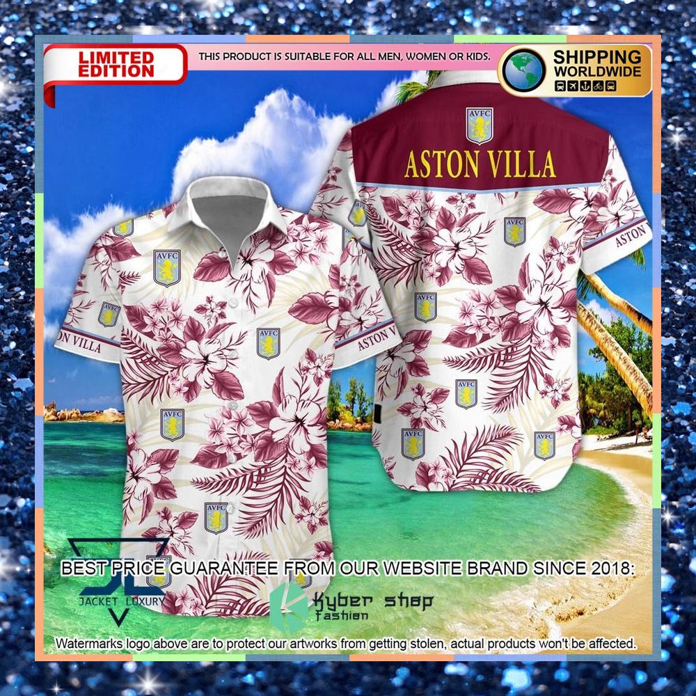 Aston Villa F.C Hibiscus Hawaiian Shirt, Shorts 3 Aston Villa F.C Hibiscus Hawaiian Shirt, Shorts word3