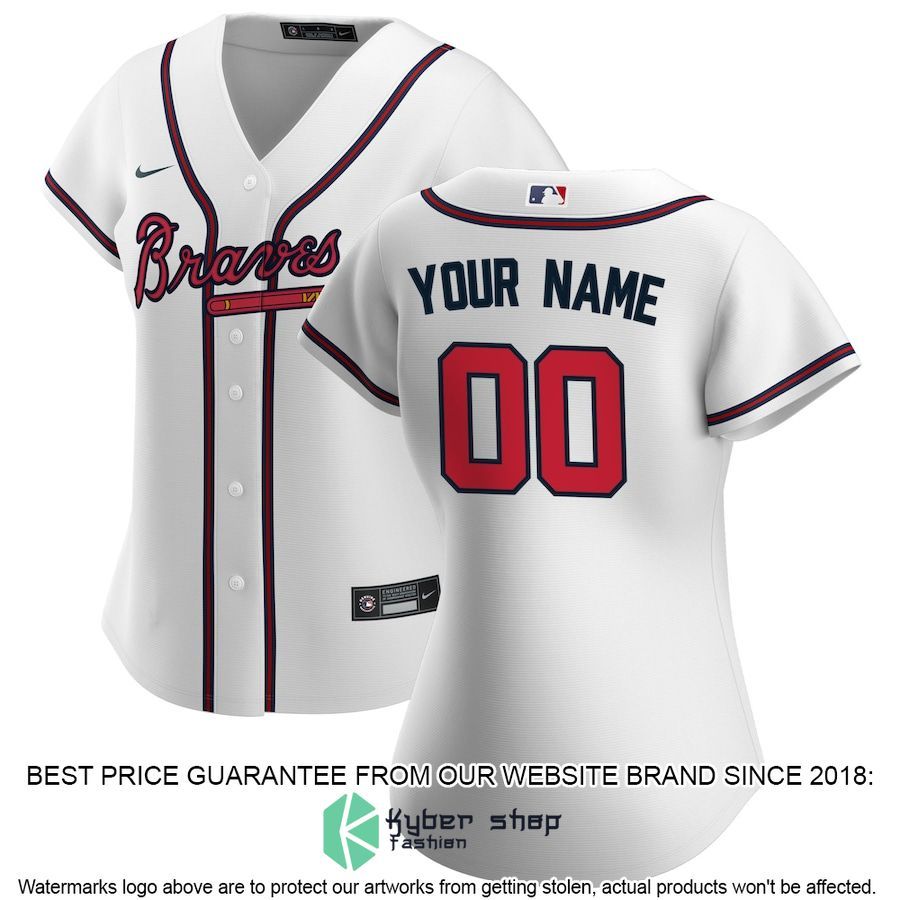Atlanta Braves Women Home CUSTOM White Baseball Jersey