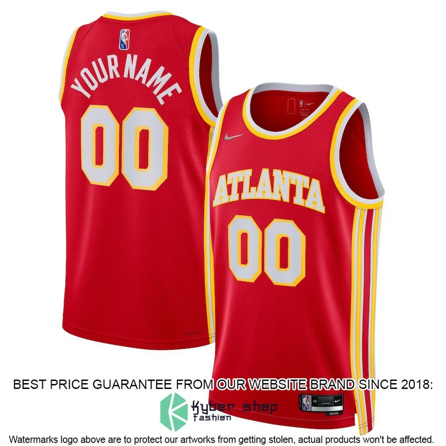 Atlanta Hawks Nike 2021-22 Diamond Custom Red Basketball Jersey