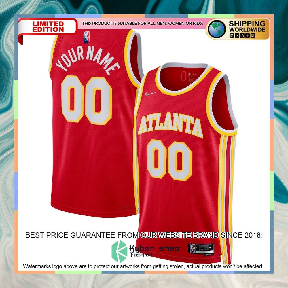 Atlanta Hawks Nike 2021-22 Diamond Custom Red Basketball Jersey 4 Atlanta Hawks Nike 2021-22 Diamond Custom Red Basketball Jersey word2