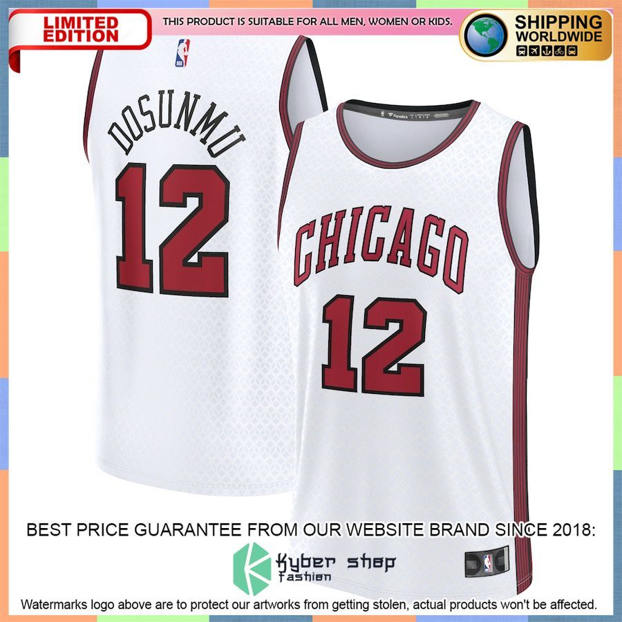Ayo Dosunmu Chicago Bulls 2022-23 White Basketball Jersey