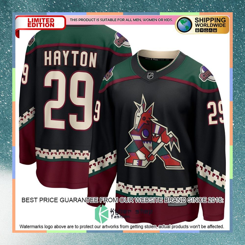 Barrett Hayton Arizona Coyotes Black Hockey Jersey 6 Barrett Hayton Arizona Coyotes Black Hockey Jersey word3