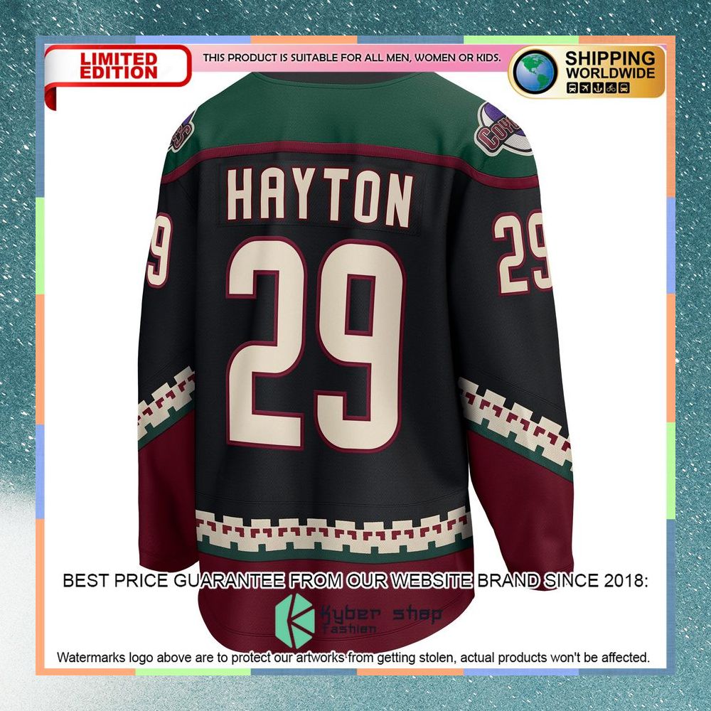 Barrett Hayton Arizona Coyotes Black Hockey Jersey 8 Barrett Hayton Arizona Coyotes Black Hockey Jersey word3