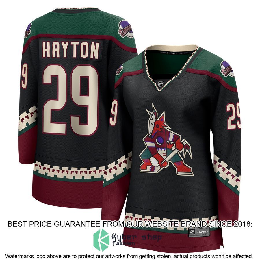 Barrett Hayton Arizona Coyotes Women's Black Hockey Jersey