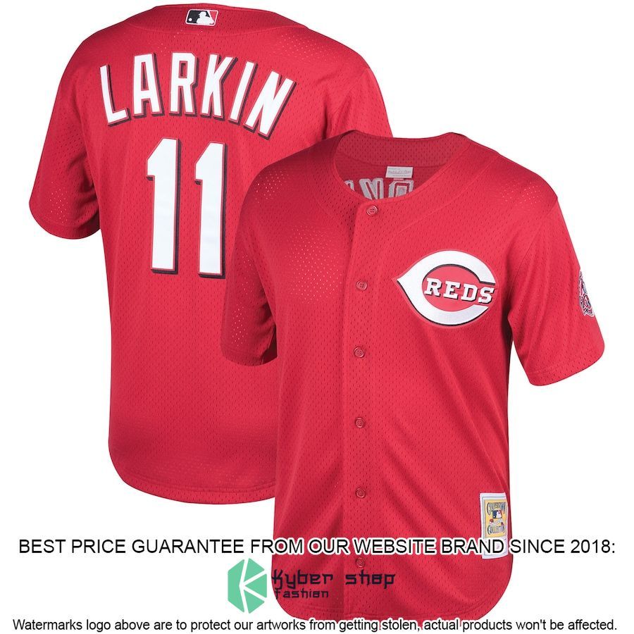 Barry Larkin Cincinnati Reds Mitchell And Ness Cooperstown Mesh Batting Practice Red Baseball Jersey