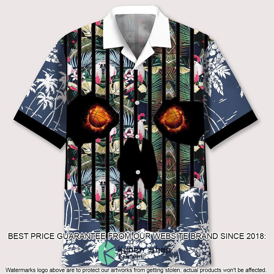 Basketball Flower Skull Hawaiian Shirt