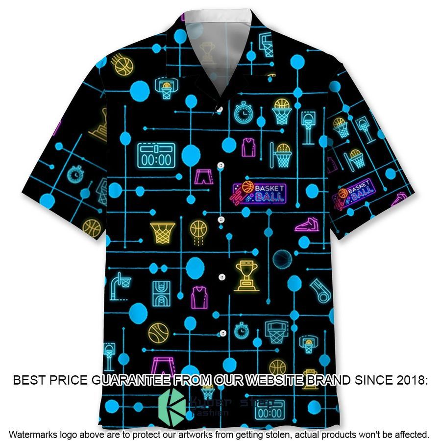 Basketball Set Neon Hawaiian Shirt