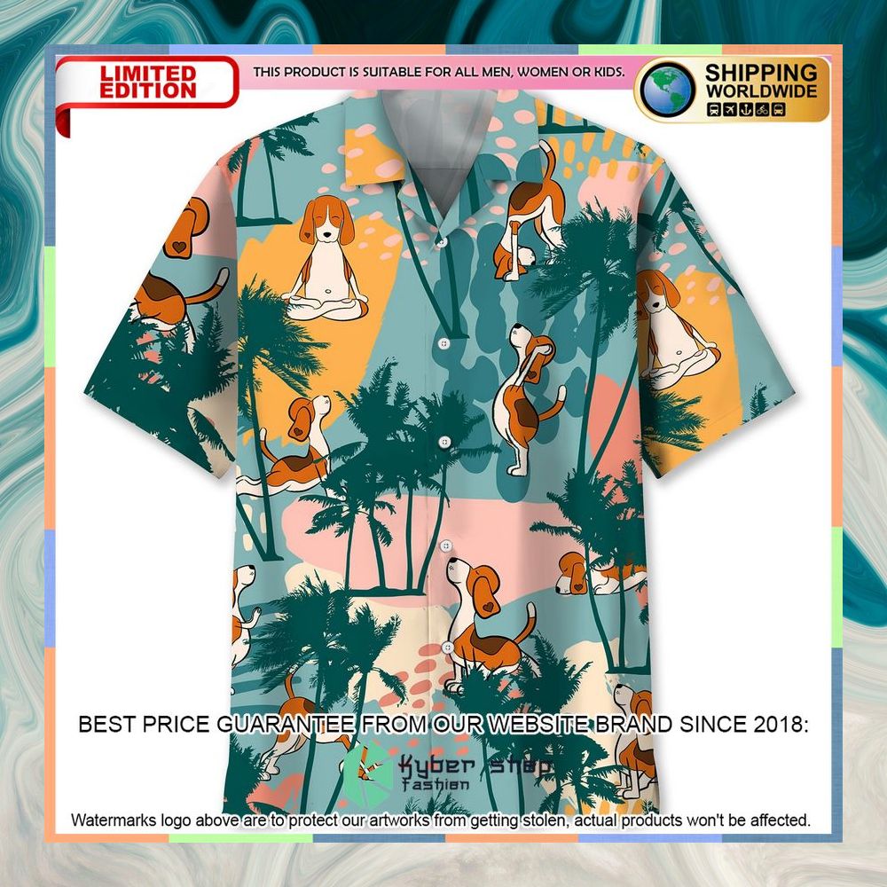 Beagle Palm Tree Colorful Hawaiian Shirt 3 Beagle Palm Tree Colorful Hawaiian Shirt word2