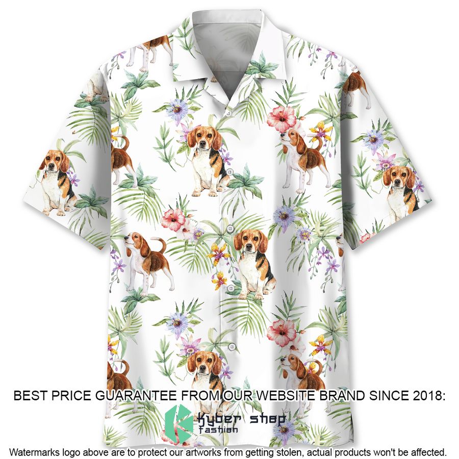 Beagle Tropical white Hawaiian Shirt