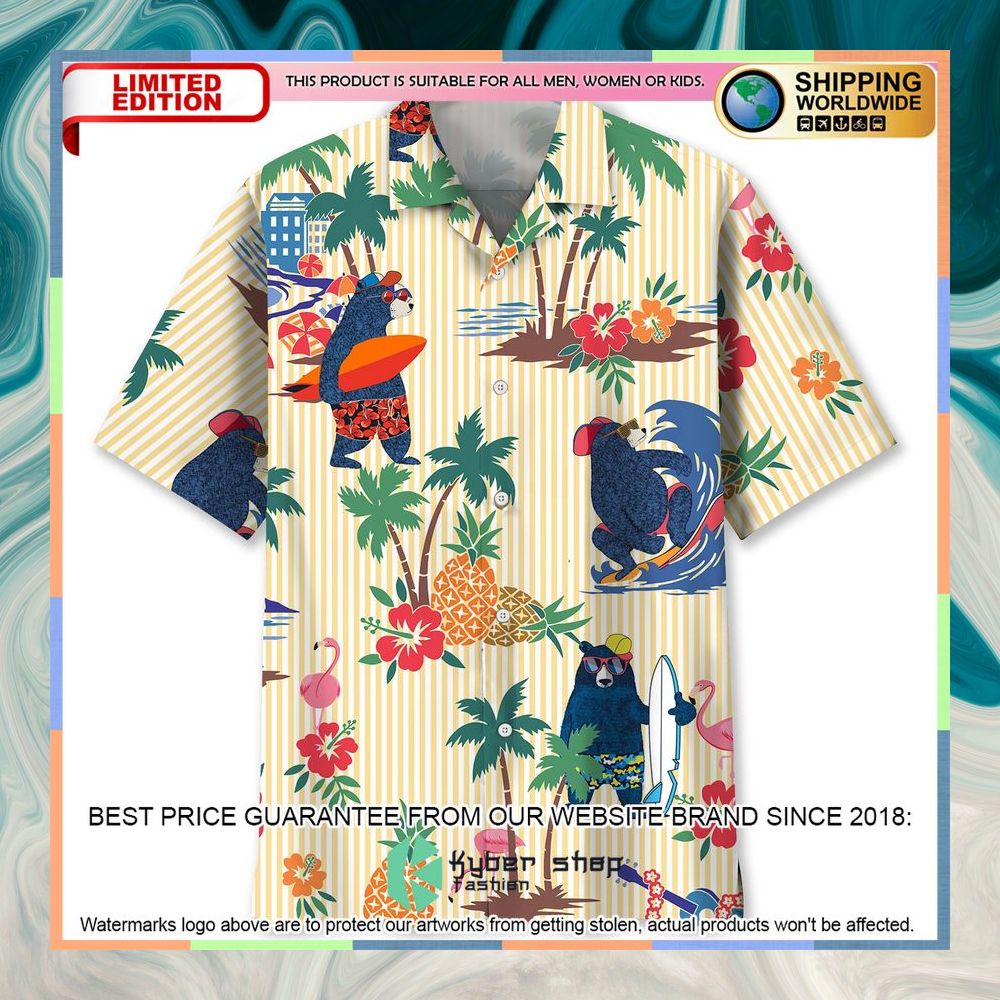 Bear Surfing Tropical Hawaiian Shirt 3 Bear Surfing Tropical Hawaiian Shirt word2