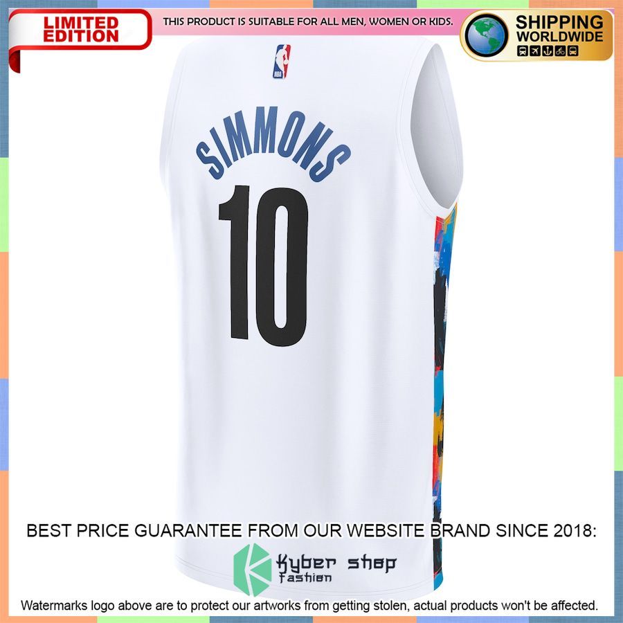 Ben Simmons Brooklyn Nets Youth 2022-23 White Basketball Jersey 3 Ben Simmons Brooklyn Nets Youth 2022-23 White Basketball Jersey word1