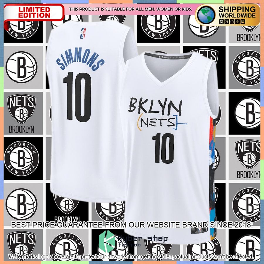 Ben Simmons Brooklyn Nets Youth 2022-23 White Basketball Jersey 4 Ben Simmons Brooklyn Nets Youth 2022-23 White Basketball Jersey word1