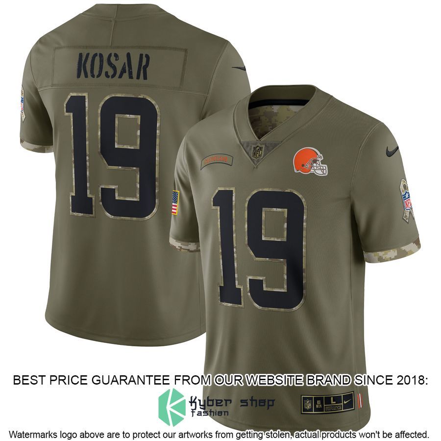 Bernie Kosar Cleveland Browns 2022 Salute To Service Retired Olive Football Jersey