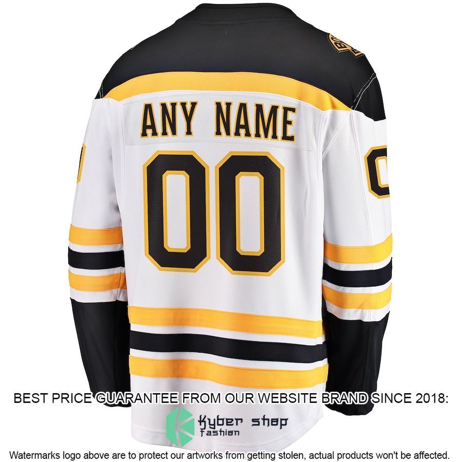 Boston Bruins Away Custom White Hockey Jersey 3 Boston Bruins Away Custom White Hockey Jersey word2