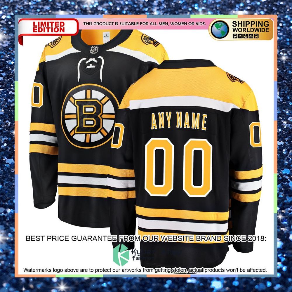 Boston Bruins Home Custom Black Hockey Jersey 6 Boston Bruins Home Custom Black Hockey Jersey word2