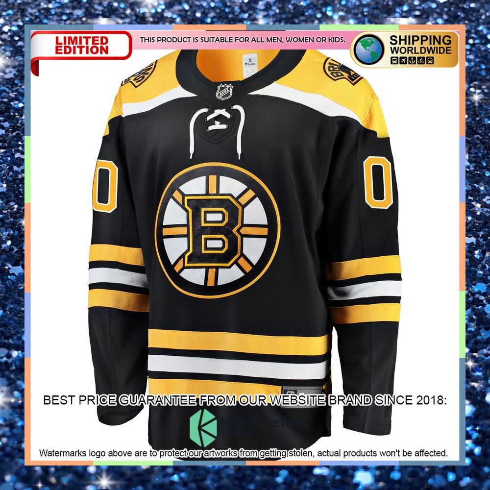 Boston Bruins Home Custom Black Hockey Jersey 7 Boston Bruins Home Custom Black Hockey Jersey word2