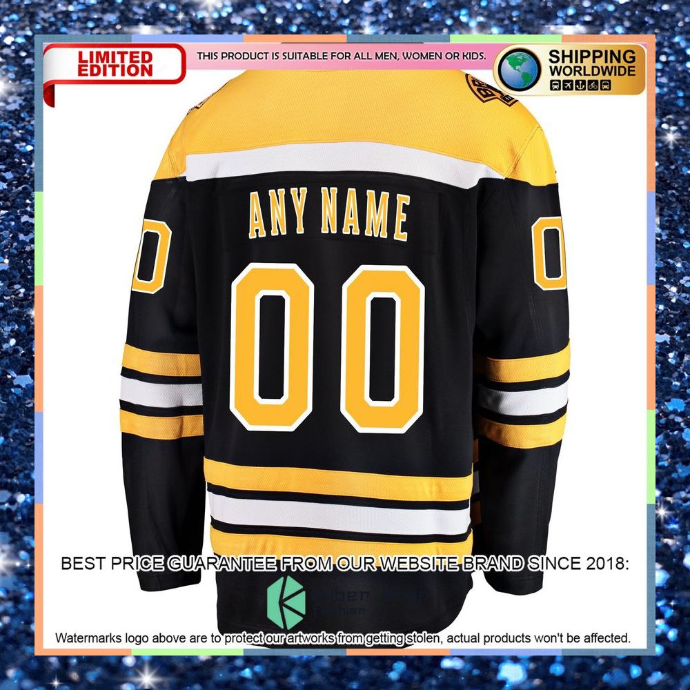 Boston Bruins Home Custom Black Hockey Jersey 8 Boston Bruins Home Custom Black Hockey Jersey word2