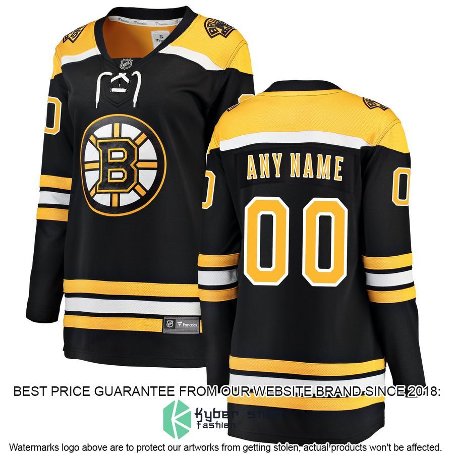Boston Bruins Women's Home Custom Black Hockey Jersey