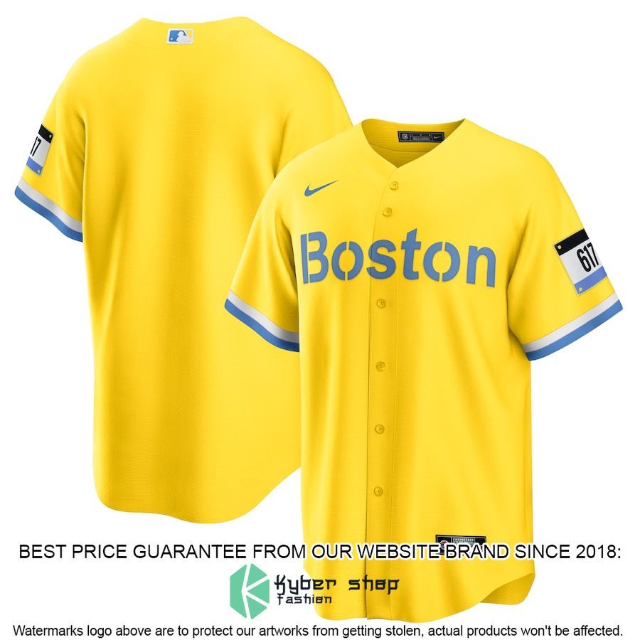 Boston Red Sox City Connect Gold-Light Blue Baseball Jersey