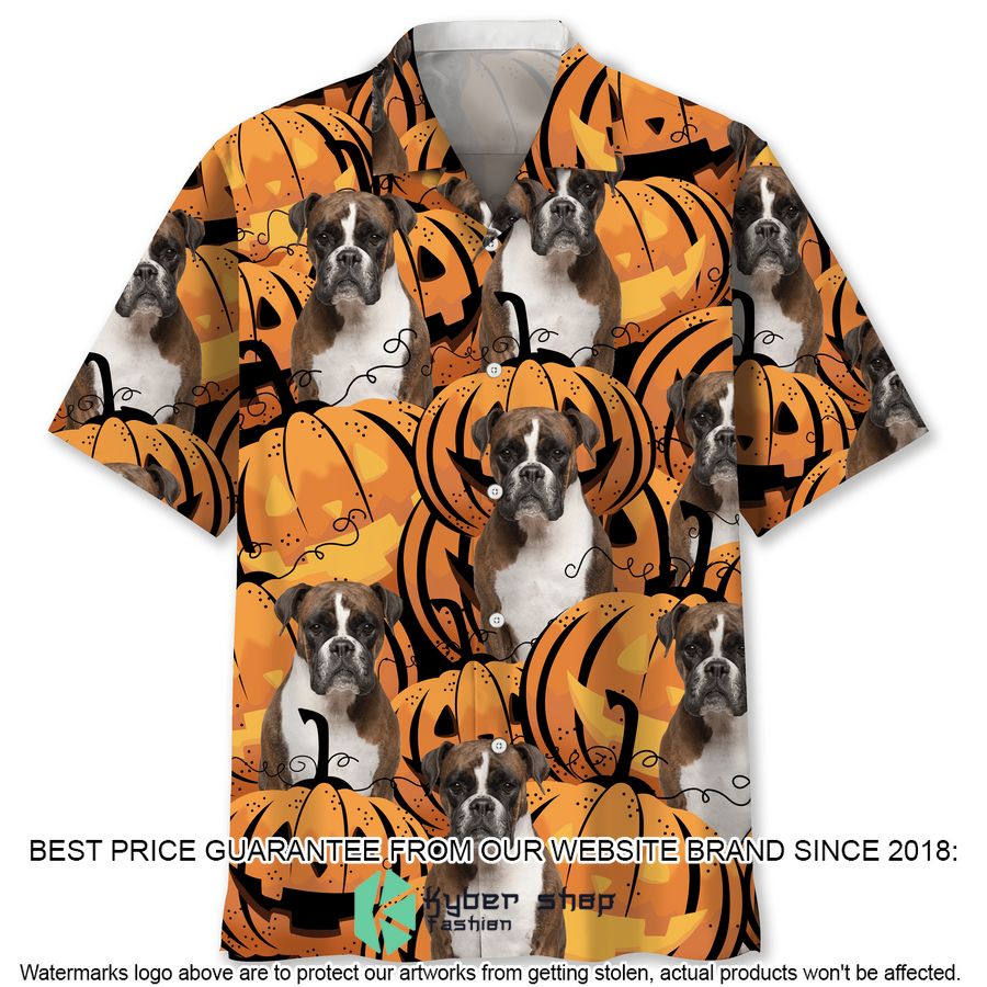 Boxer Pumpkin Halloween Hawaiian Shirt word1