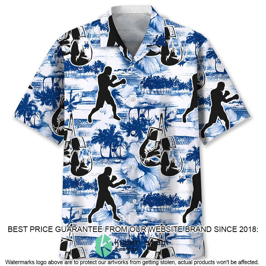 Boxing Blue Nature Hawaiian Shirt word2