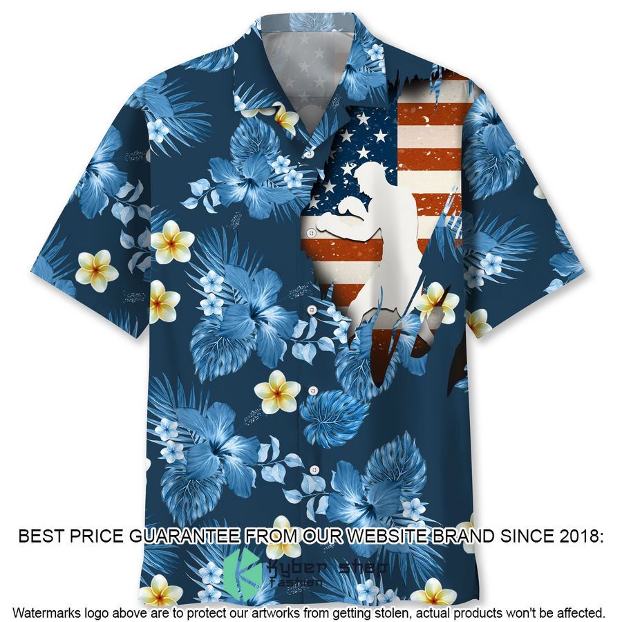 Boxing Usa Blue Tropical Hawaiian Shirt