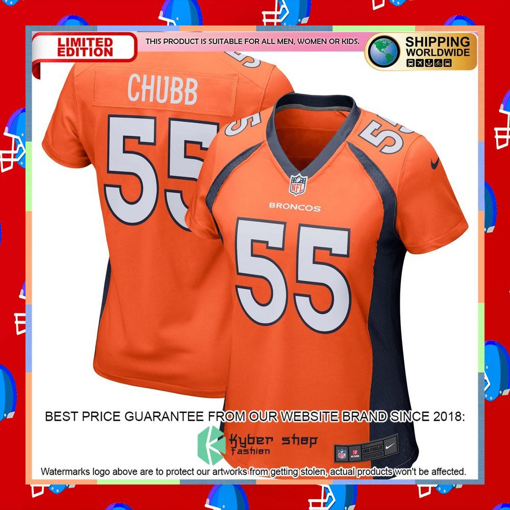 Bradley Chubb Denver Broncos Women's Orange Football Jersey 6 Bradley Chubb Denver Broncos Women's Orange Football Jersey word3